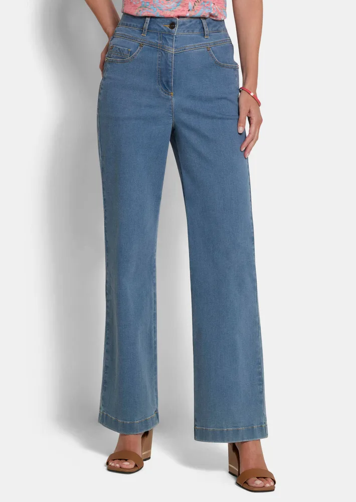 Weite Jeans VERA mit Formbund - hellblau - Gr. 38 von Goldner Fashion