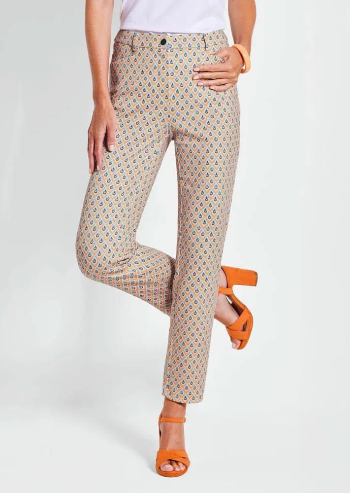 Gemusterte Hose LOUISA mit Formbund - bunt / gemustert - Gr. 215 von Goldner Fashion