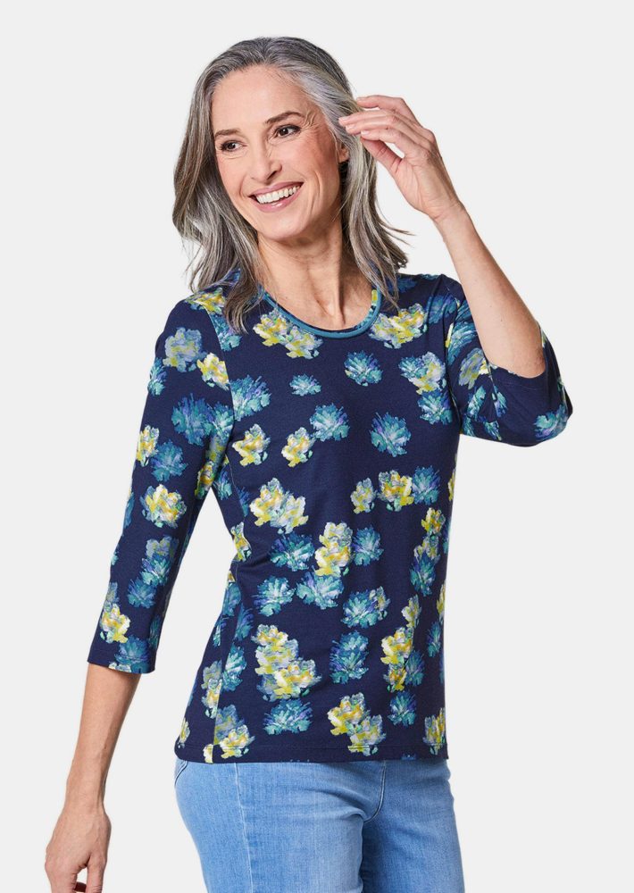 Druckshirt in kraftvollen Farben - marine / gemustert - Gr. 23 von Goldner Fashion