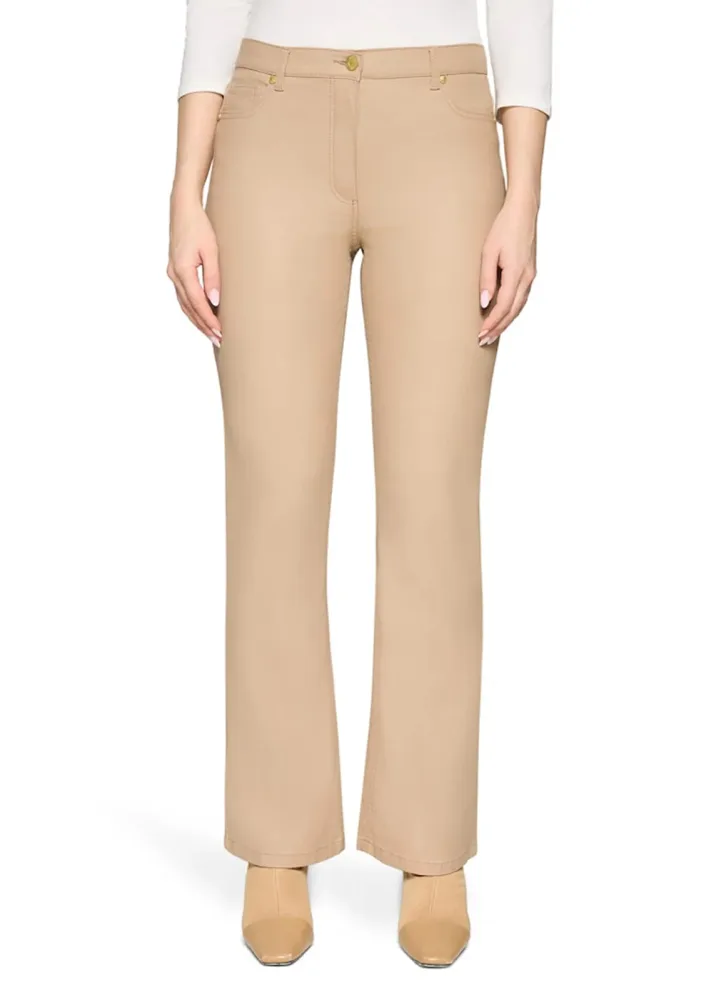 Gerade Hose ?Sina Perfect Body? mit Beschichtung - beige - Gr. 46 von Goldner Fashion