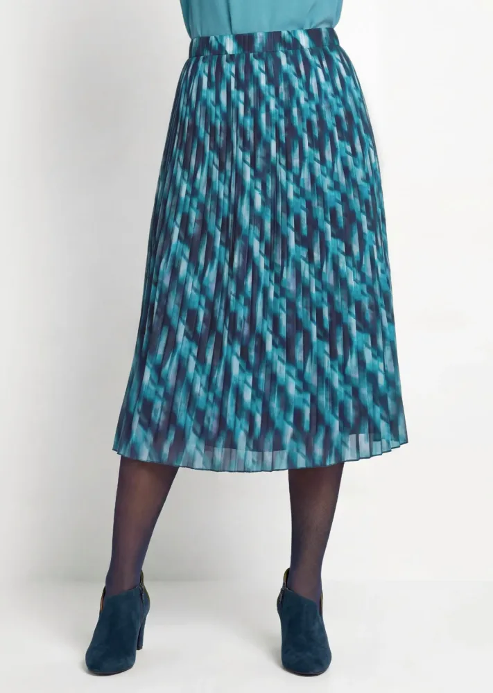 Plisseejupe mit Karomuster in Midilänge - smaragd / gemustert - Gr. 20 von Goldner Fashion