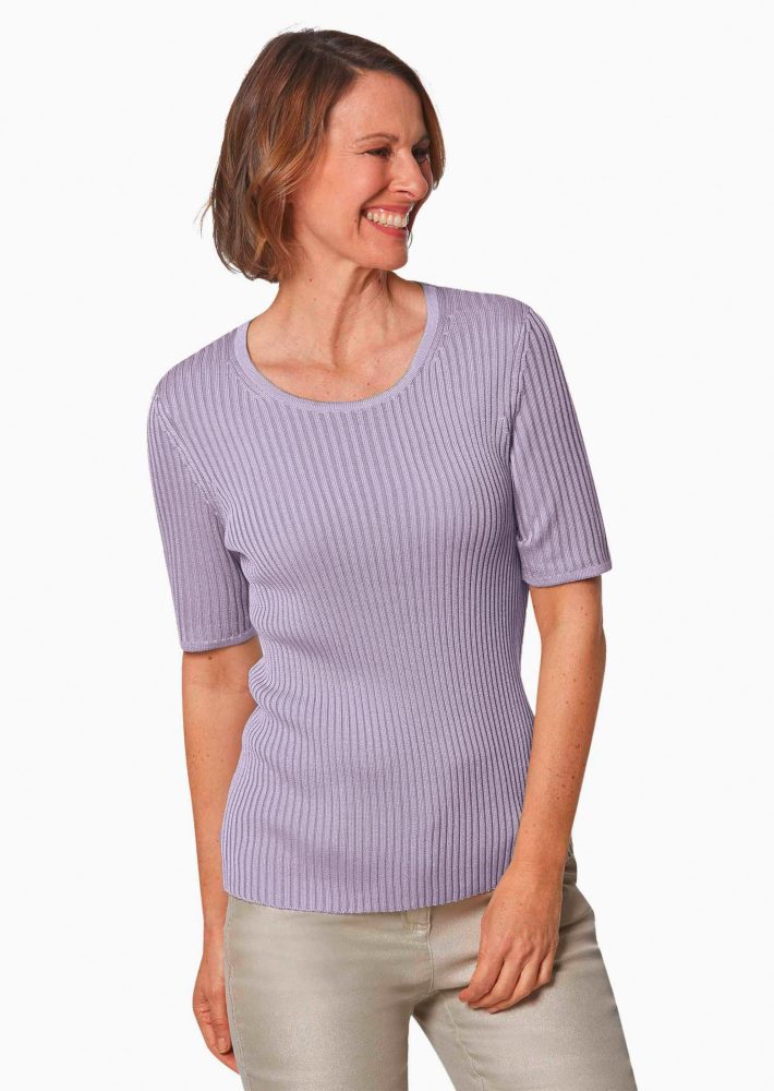 Pflegeleichter Pullover in hochwertiger Rippenstruktur - flieder - Gr. 19 von Goldner Fashion