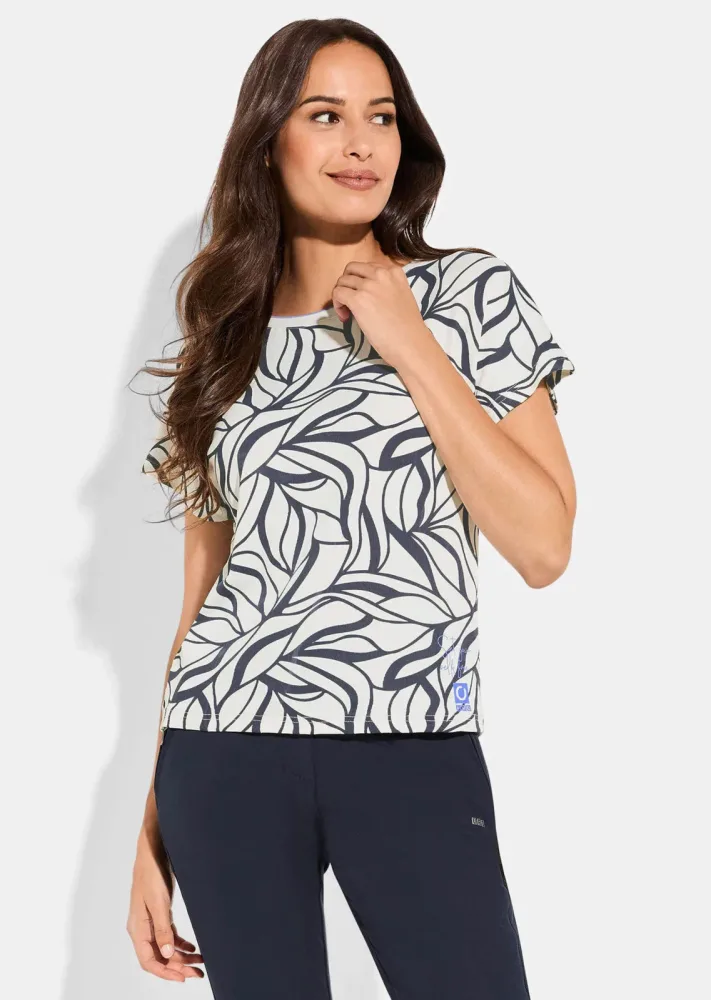 Atmungsaktives Funktionsshirt aus Rip-Jersey - blau / cremeweiss - Gr. 36 von Goldner Fashion