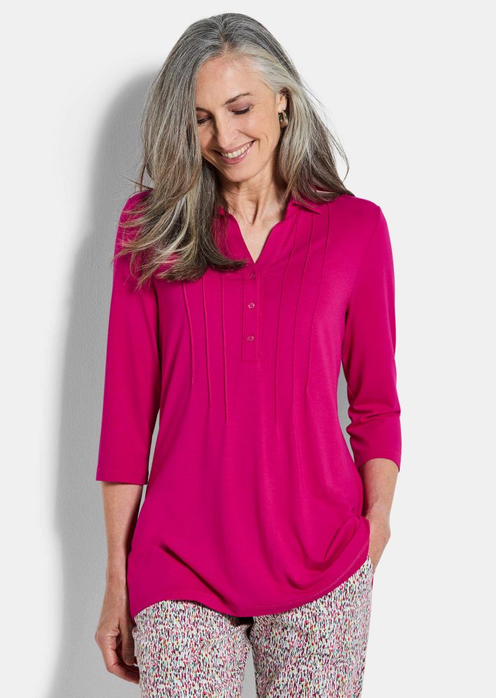Tunikashirt aus Jersey mit Biesen - pink - Gr. 23 von Goldner Fashion