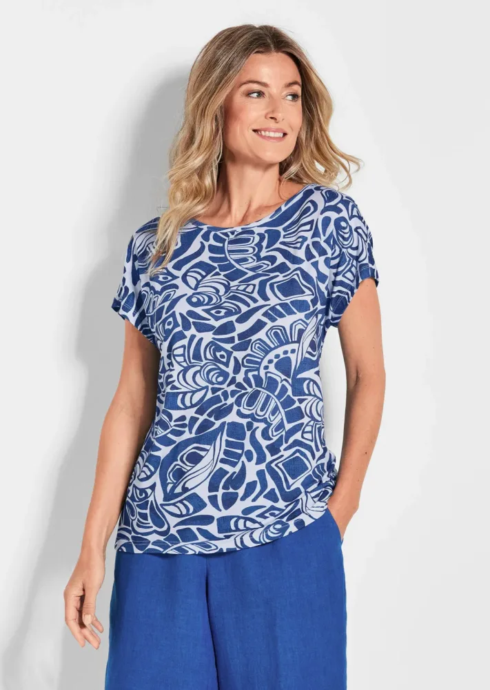 Druckshirt aus Viskose-Jersey - royalblau / gemustert - Gr. 20 von Goldner Fashion