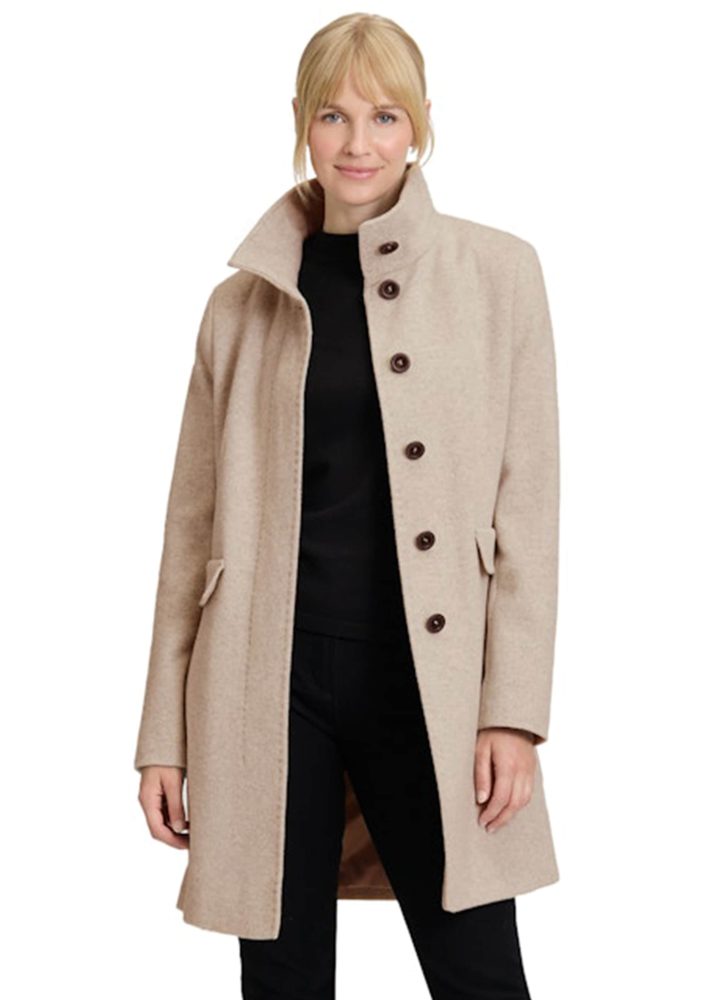 Wollmantel mit Fischgrat-Muster - braun / méliert - Gr. 42 von Goldner Fashion