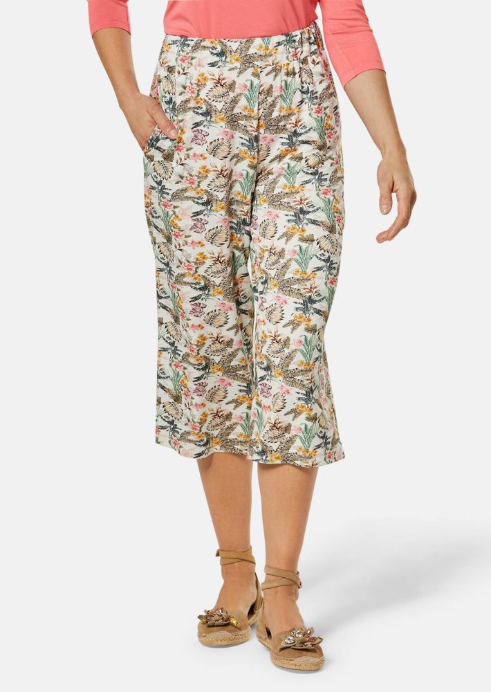 Jersey-Culotte VERA mit weitem Bein - weiss / bunt / gemustert - Gr. 21 von Goldner Fashion