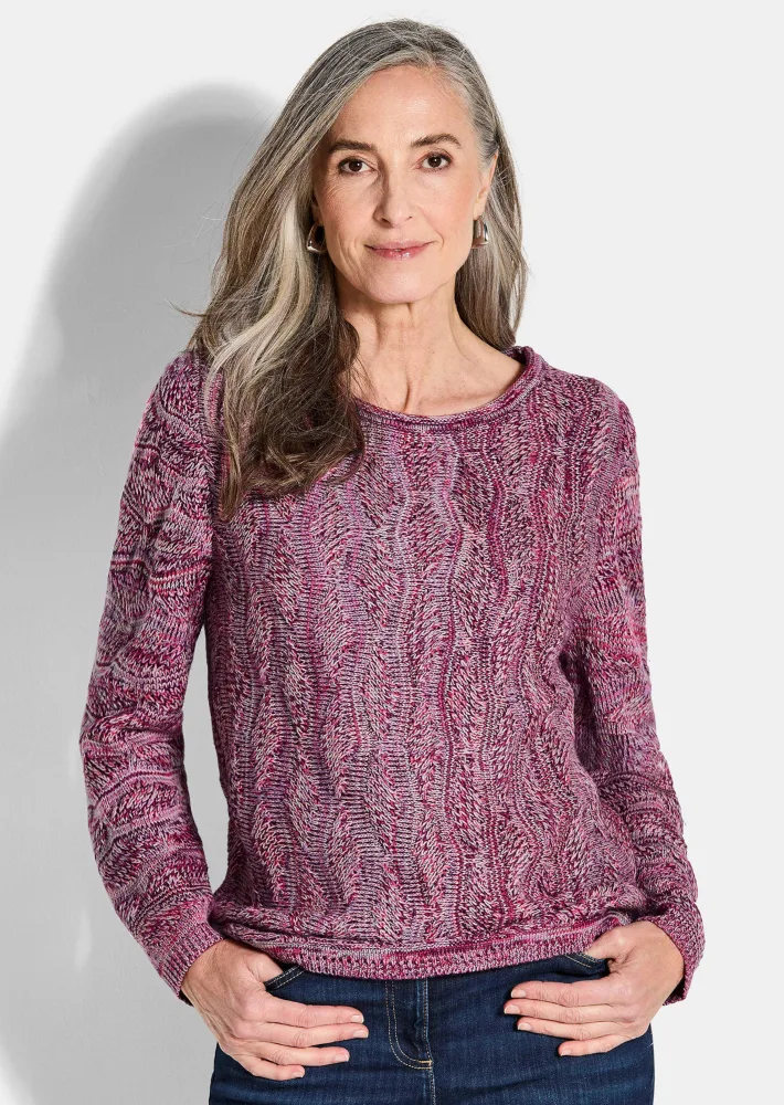 Strickpullover mit Wellenmuster - pink / gemustert - Gr. 22 von Goldner Fashion