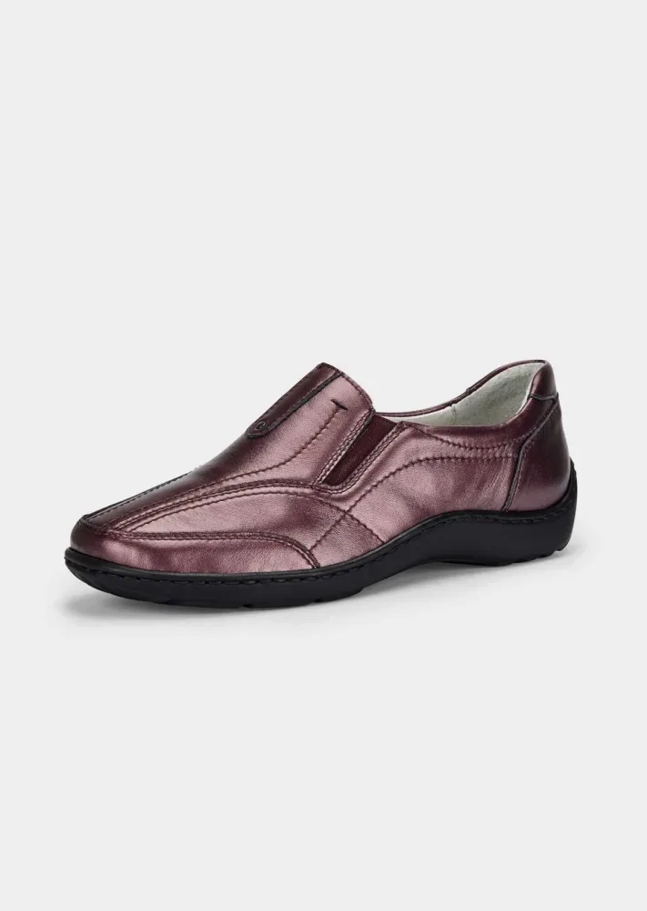 Eleganter Slipper aus weichem Leder - bordeaux / metallic - Gr. 40 von Goldner Fashion