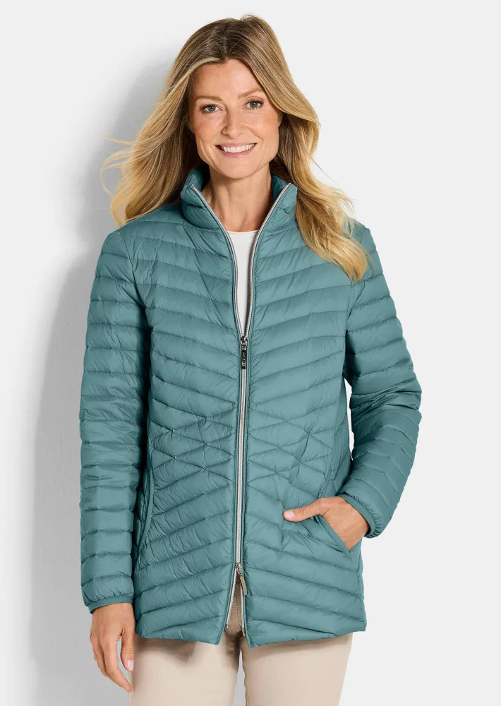 Daunenjacke mit femininer Steppung - graugrün - Gr. 20 von Goldner Fashion