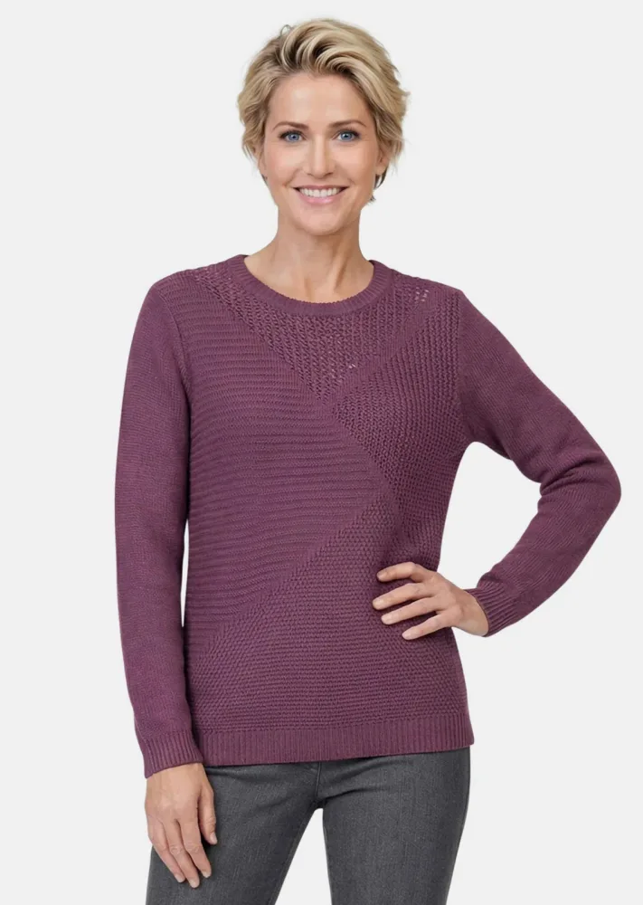 Pflegeleichter Pullover in hochwertiger Rippenstruktur - lila - Gr. 20 von Goldner Fashion