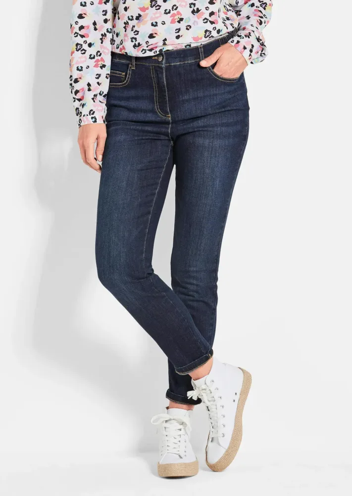 7/8-Jeans BELLA mit Strasssteinen - dunkelblau - Gr. 26 von Goldner Fashion