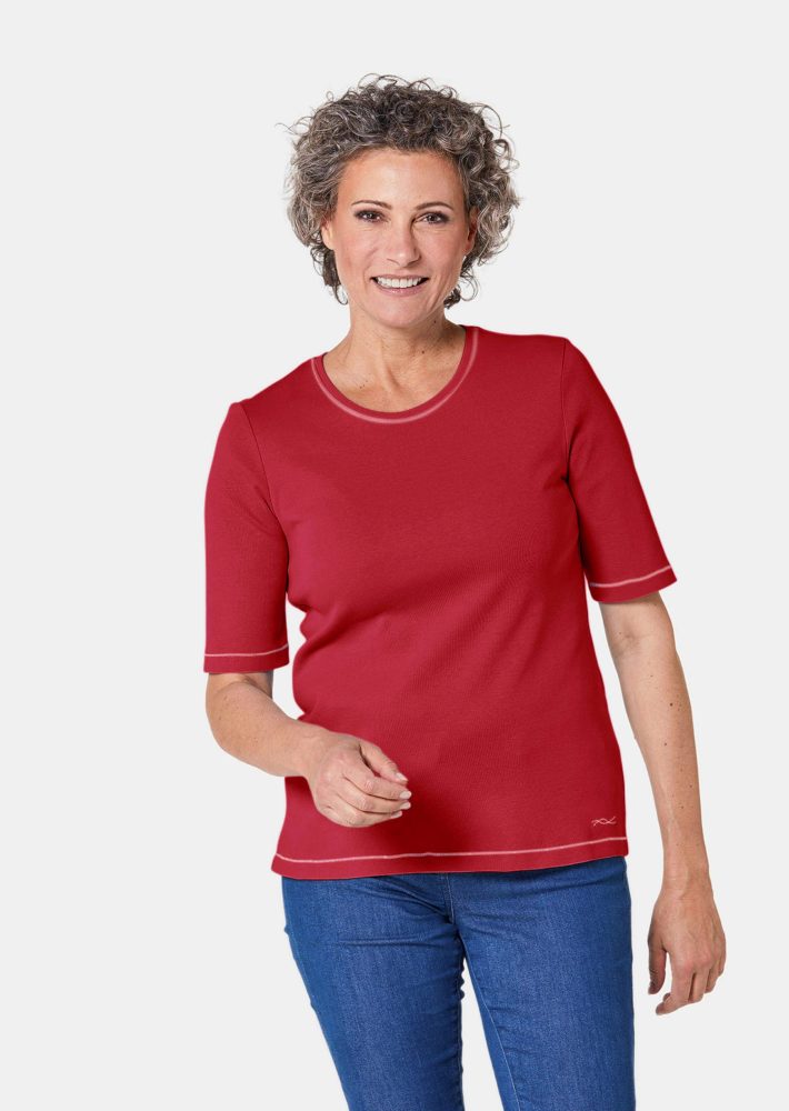Basic T-Shirt aus reiner Baumwolle - rot - Gr. 23 von Goldner Fashion