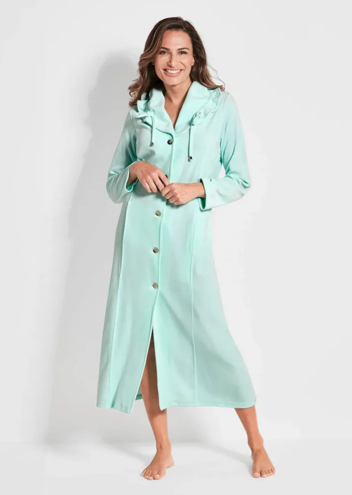 Hausmantel aus Nicki - mint - Gr. 21 von Goldner Fashion