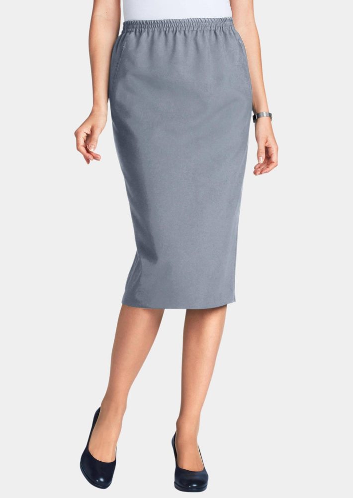 Knitterfreier Reiseschlupfjupe - grau - Gr. 20 von Goldner Fashion