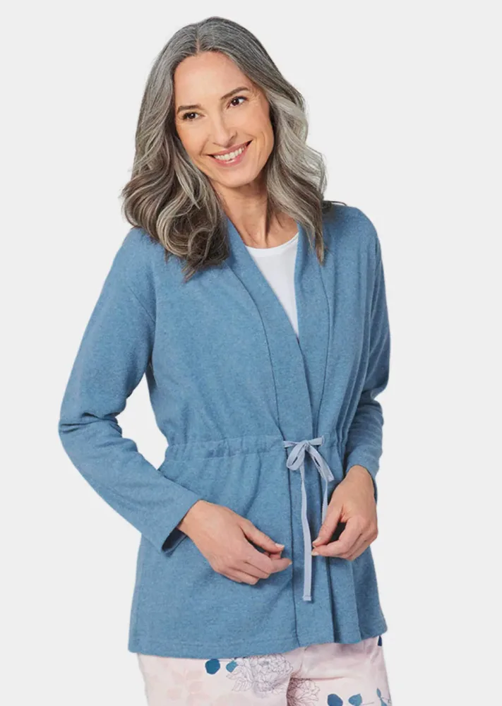 Leichte Fleecejacke mit Bindeband - hellblau - Gr. 19 von Goldner Fashion