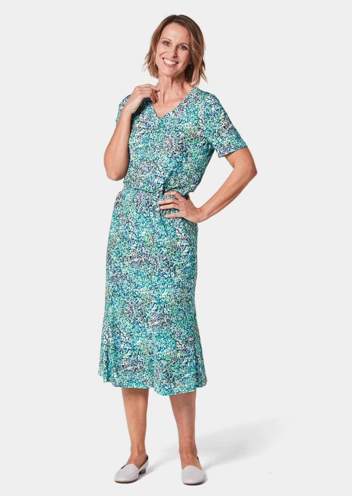 Weich fließender Slinky-Zweiteiler - bunt / gemustert - Gr. 38 von Goldner Fashion