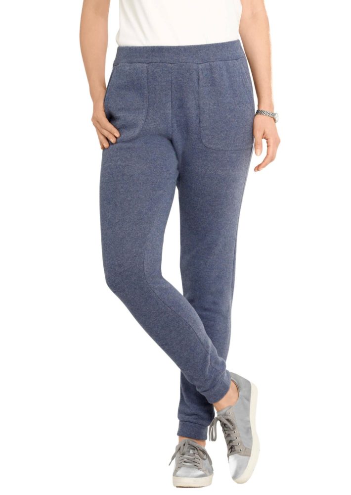 Bequeme Flausch-Freizeithose mit Bündchen - blau - Gr. 23 von Goldner Fashion