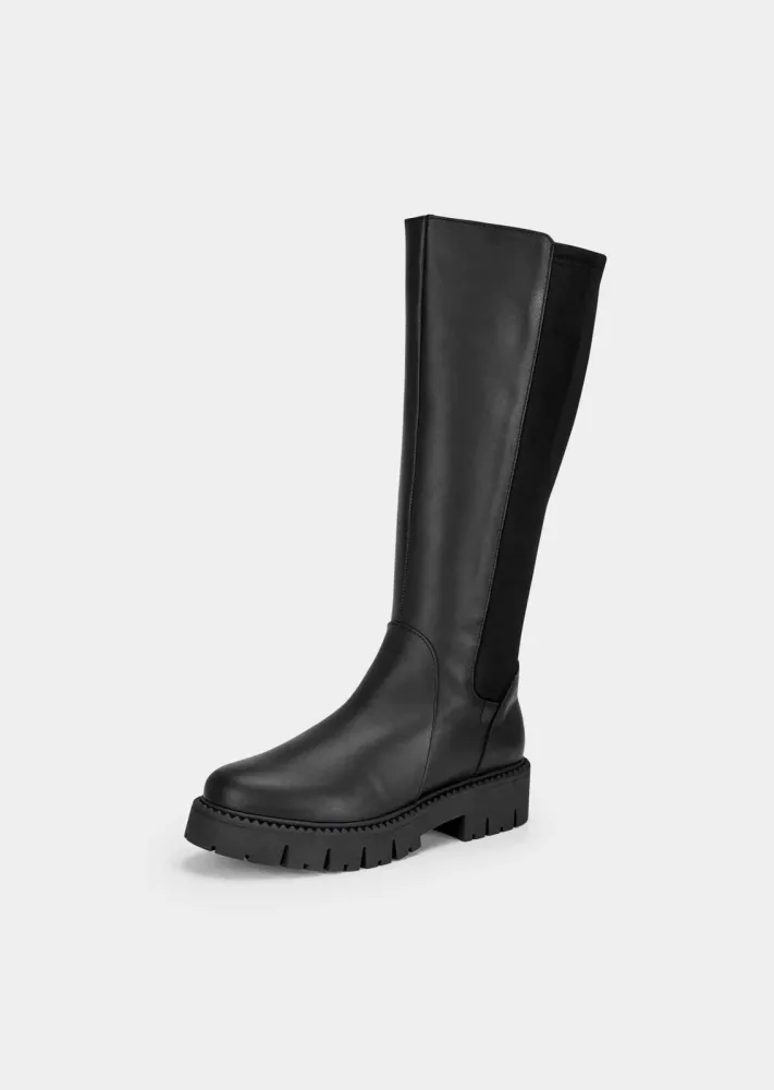 Stiefel mit Stretch-Einsatz - schwarz - Gr. 36 von Goldner Fashion