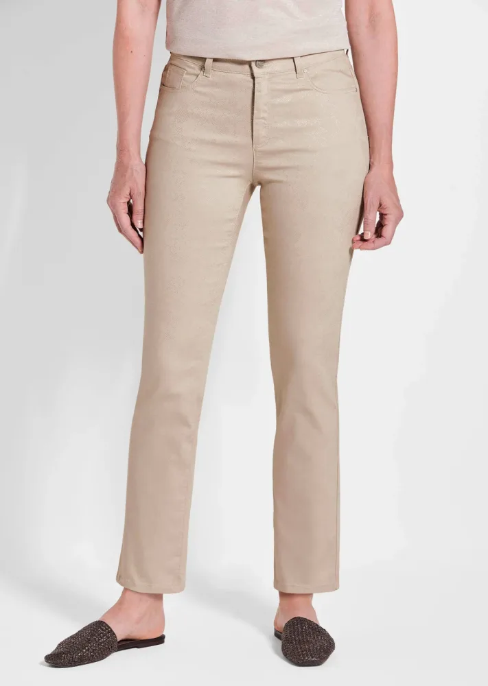 Gemusterte Hose CARLA in schimmerndem Blumenprint - beige / gemustert - Gr. 24 von Goldner Fashion