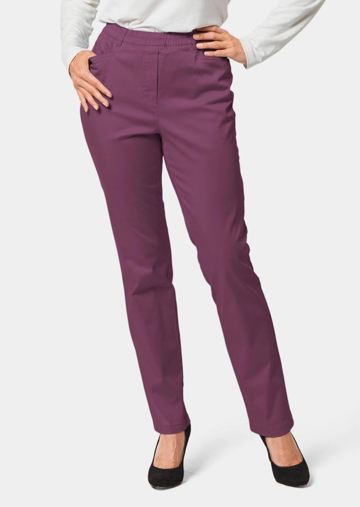 Schlupfhose LOUISA aus Baumwoll-Satin - aubergine - Gr. 27 von Goldner Fashion