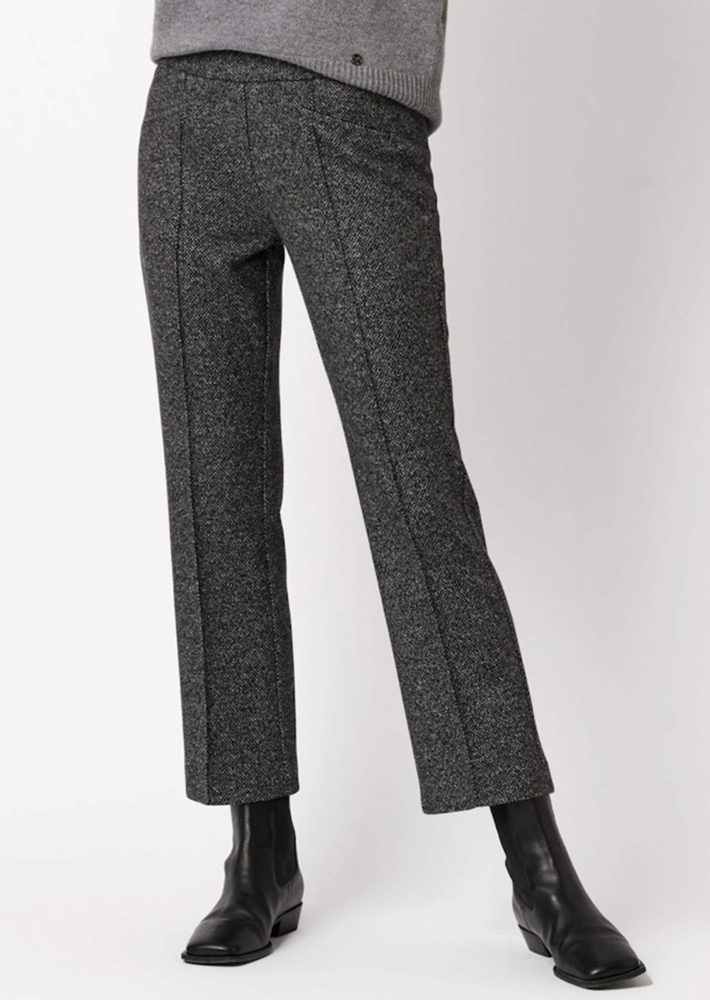 7/8-Hose ?Jenny? mit Biesen - schwarz / weiss / méliert - Gr. 42 von Goldner Fashion