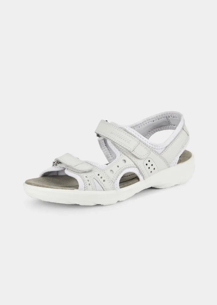 Leder-Sandalen mit Klettverschluss - stein - Gr. 37 von Goldner Fashion