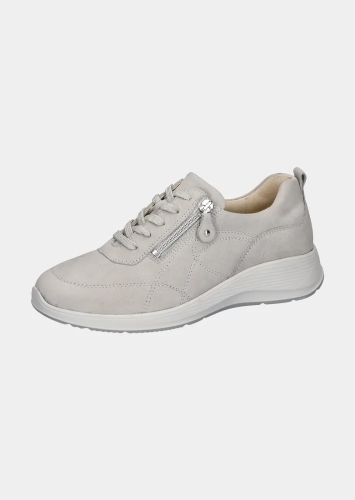 Sneaker mit zwei Reissverschlüssen - stein - Gr. 5,5 von Goldner Fashion