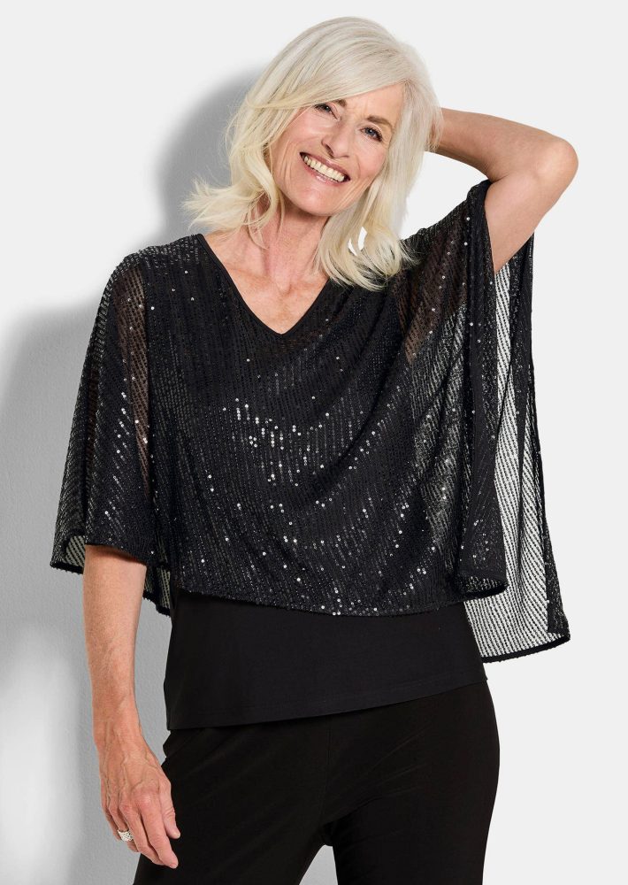 Shirt mit Pailletten - schwarz - Gr. 20 von Goldner Fashion