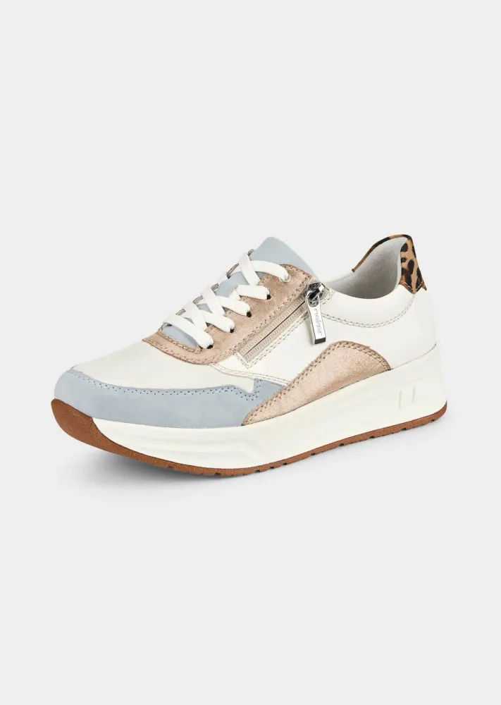 Sneaker mit Leo Print - weiss / beige / blau - Gr. 42 von Goldner Fashion
