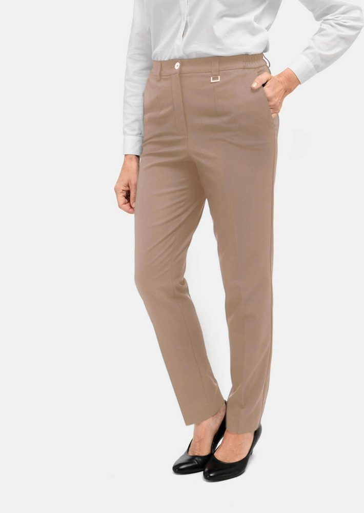 Bequeme Hose LOUISA COMFORT+ mit Bügelfalte - beige - Gr. 23 von Goldner Fashion