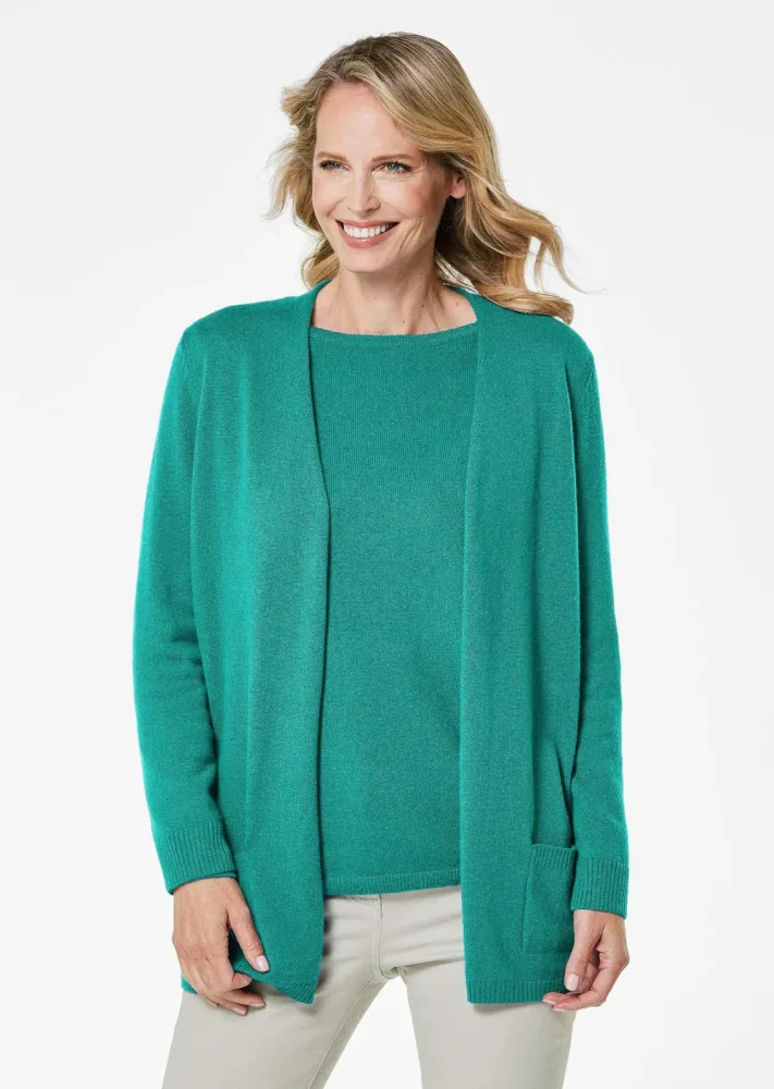 Kuschelweiche Kaschmir-Strickjacke - smaragd - Gr. 21 von Goldner Fashion