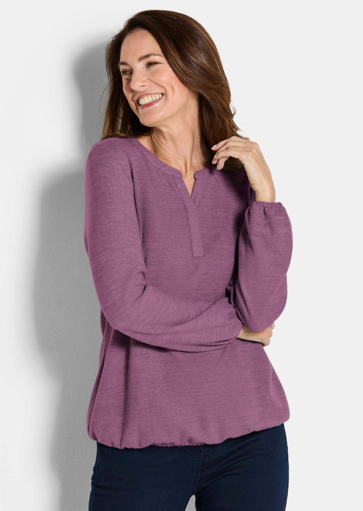 Shirt aus flauschigem Jersey - beere - Gr. 20 von Goldner Fashion