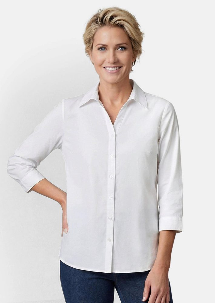 Stretchbequeme Bluse mit Baumwolle - weiss - Gr. 21 von Goldner Fashion