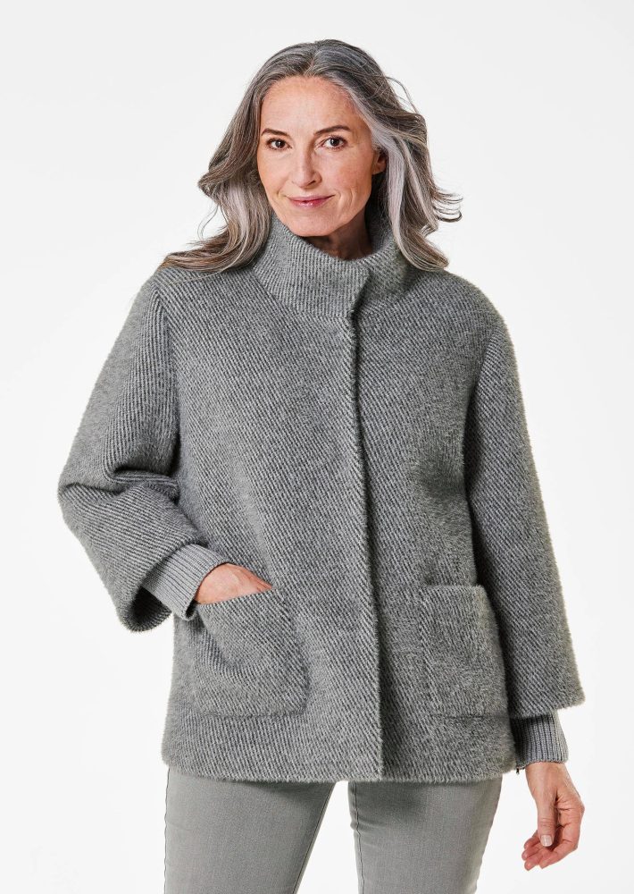 Modische Jacke mit Strickbündchen - grau - Gr. 21 von Goldner Fashion