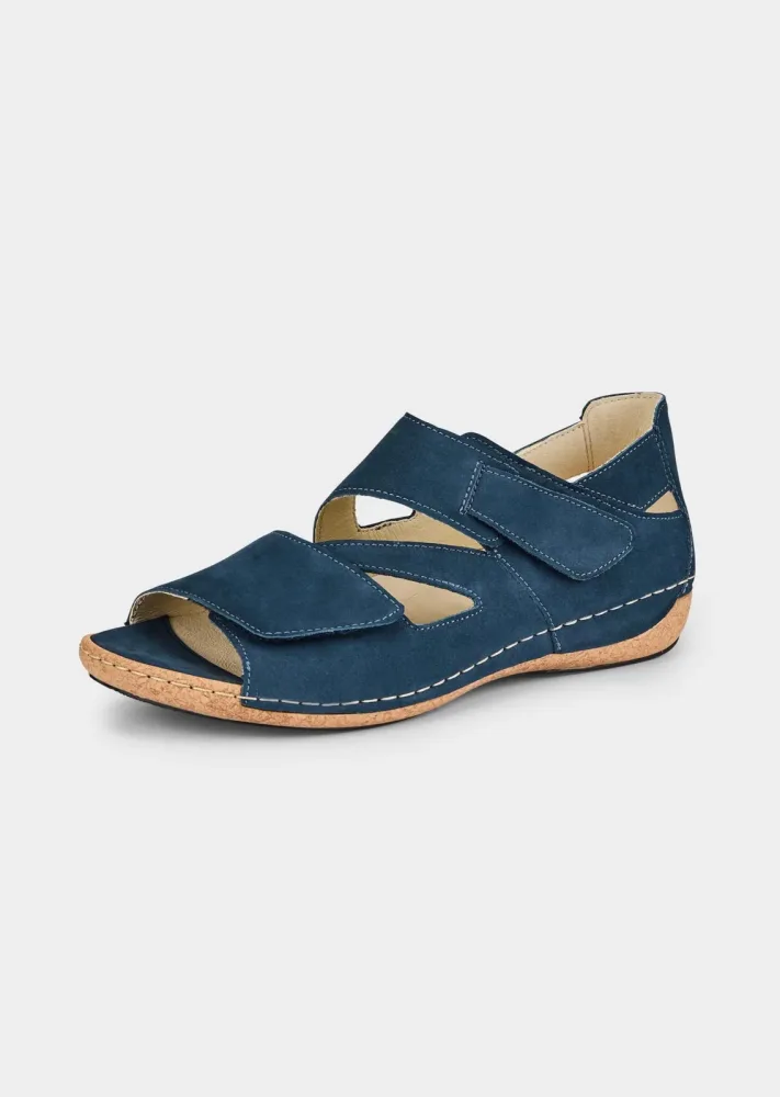 Sandale mit verstellbarem Klettriemen - blau - Gr. 36 von Goldner Fashion