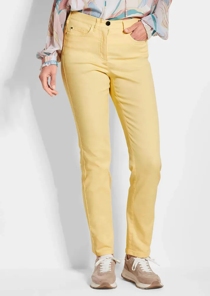 Schmale High-Stretch-Jeans LOUISA - gelb - Gr. 50 von Goldner Fashion