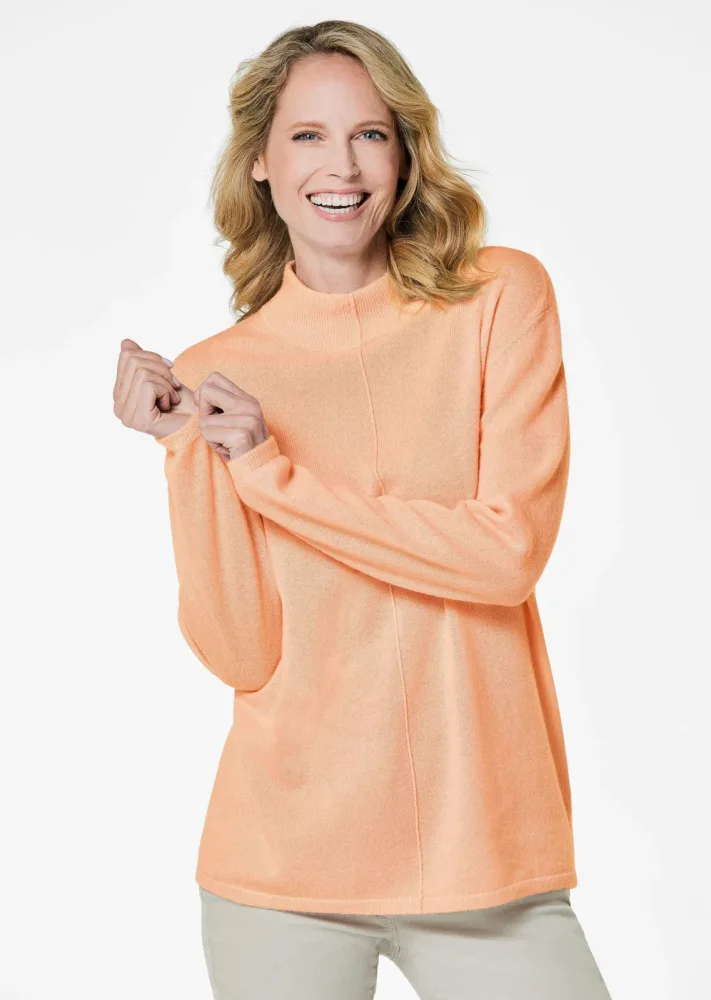 Kuschelweicher Kaschmirpullover mit Kragen - pfirsich - Gr. 22 von Goldner Fashion