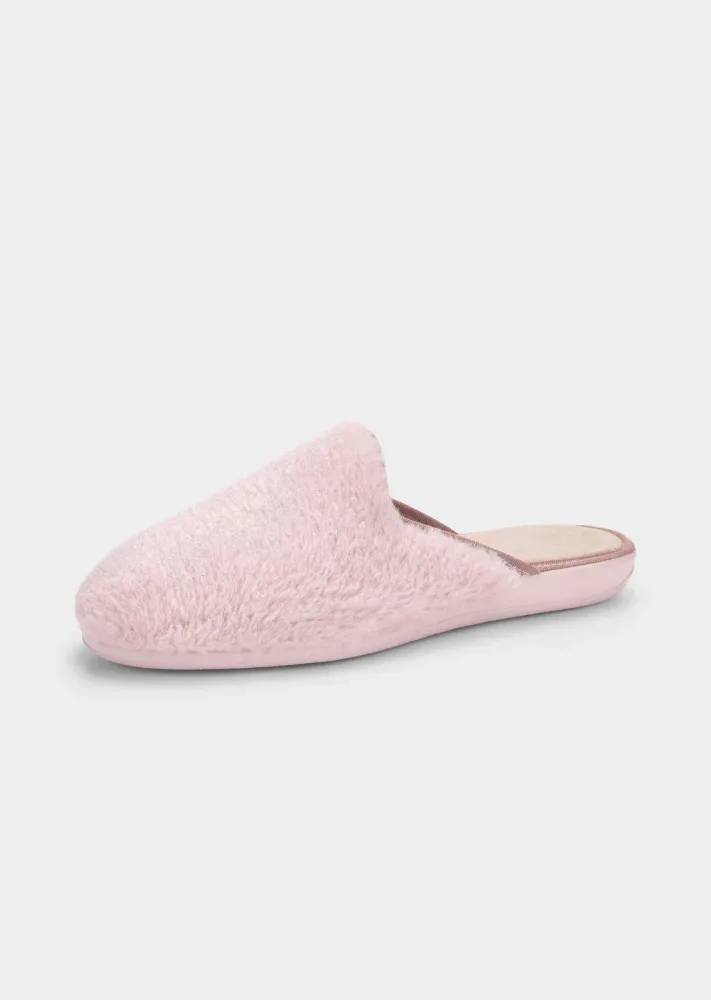 Plüsch-Pantoffeln mit Kautschuk-Sohle - rosé - Gr. 39 von Goldner Fashion