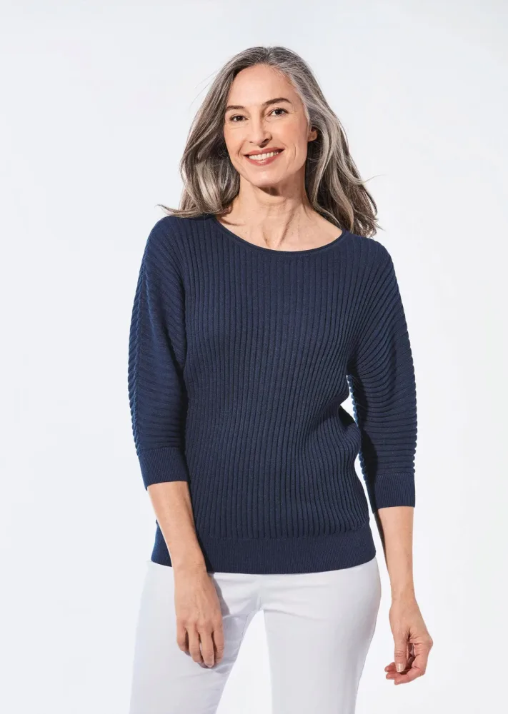 Pullover mit Fledermausärmeln - marine - Gr. 20/21 von Goldner Fashion