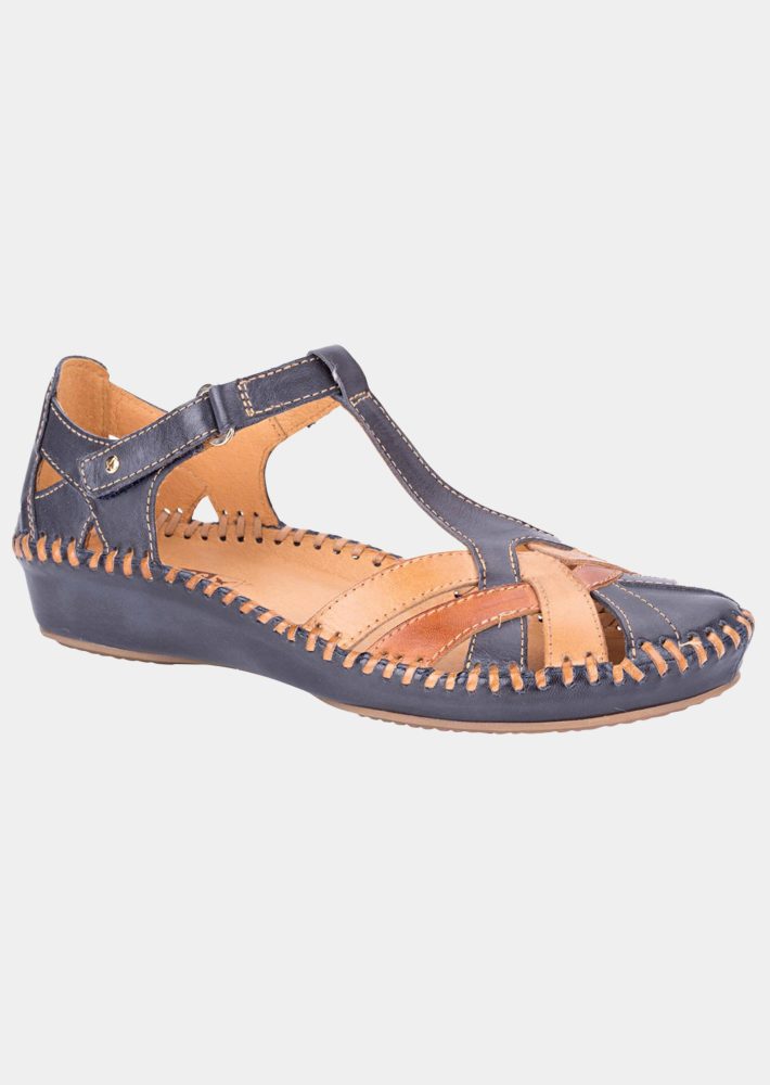 Sandale mit verstellbarem Klettriemen - marine / braun - Gr. 40 von Goldner Fashion