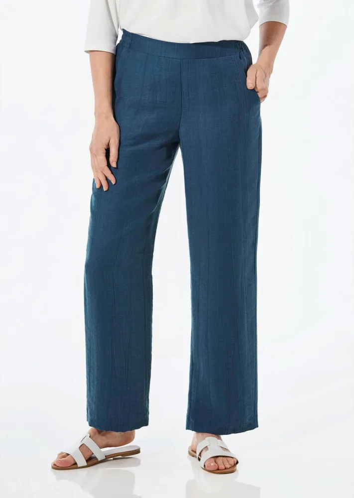 Weite Hose VERA mit leichtem Glanz - marine - Gr. 205 von Goldner Fashion