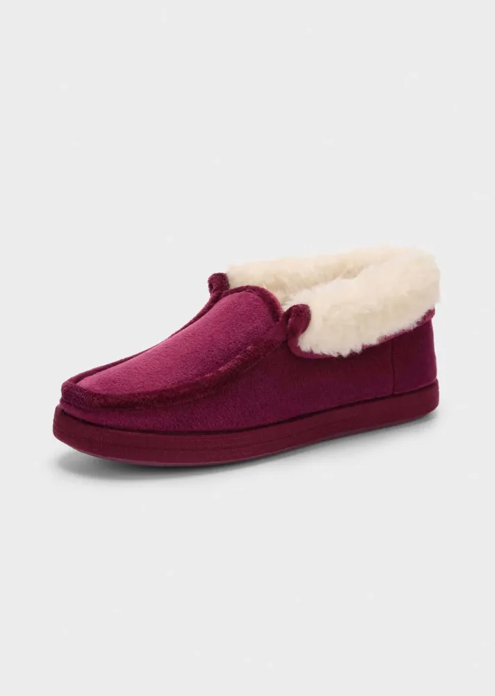 Plüschhausschuhe mit Schurwolle - bordeaux - Gr. 37 von Goldner Fashion