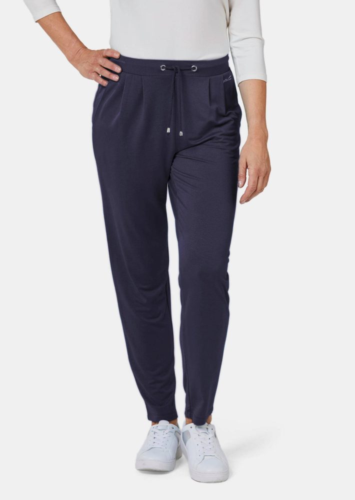Bequeme Slinky-Hose mit Schlupfbund - marine - Gr. 42 von Goldner Fashion