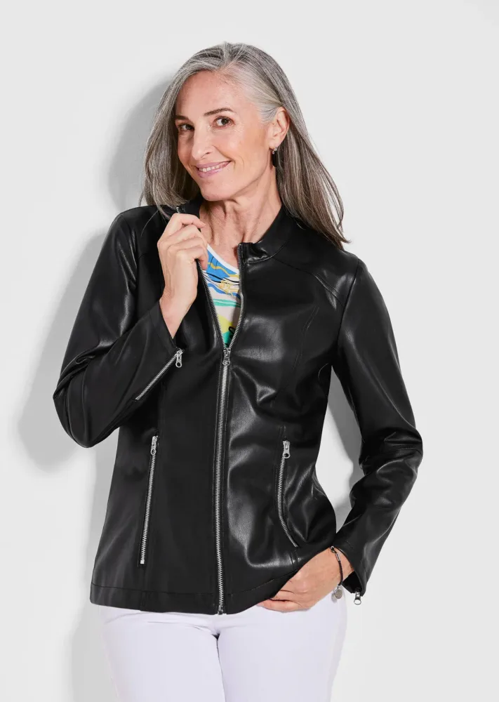 Jacke in Lederoptik - schwarz - Gr. 21 von Goldner Fashion