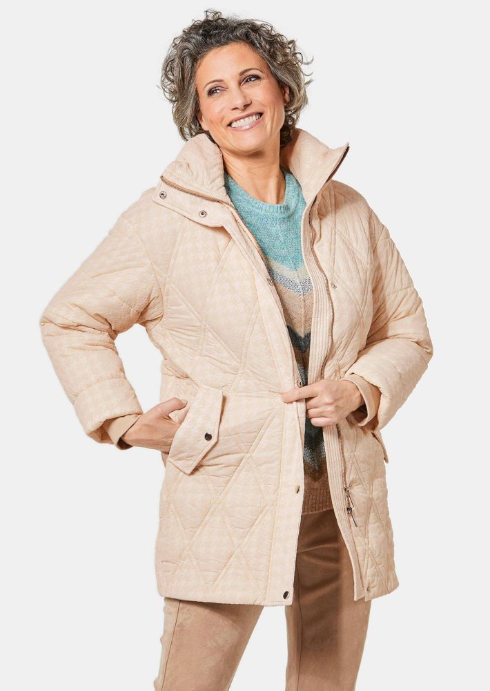 Steppjacke mit hübschem Flock-Druck - beige - Gr. 19 von Goldner Fashion