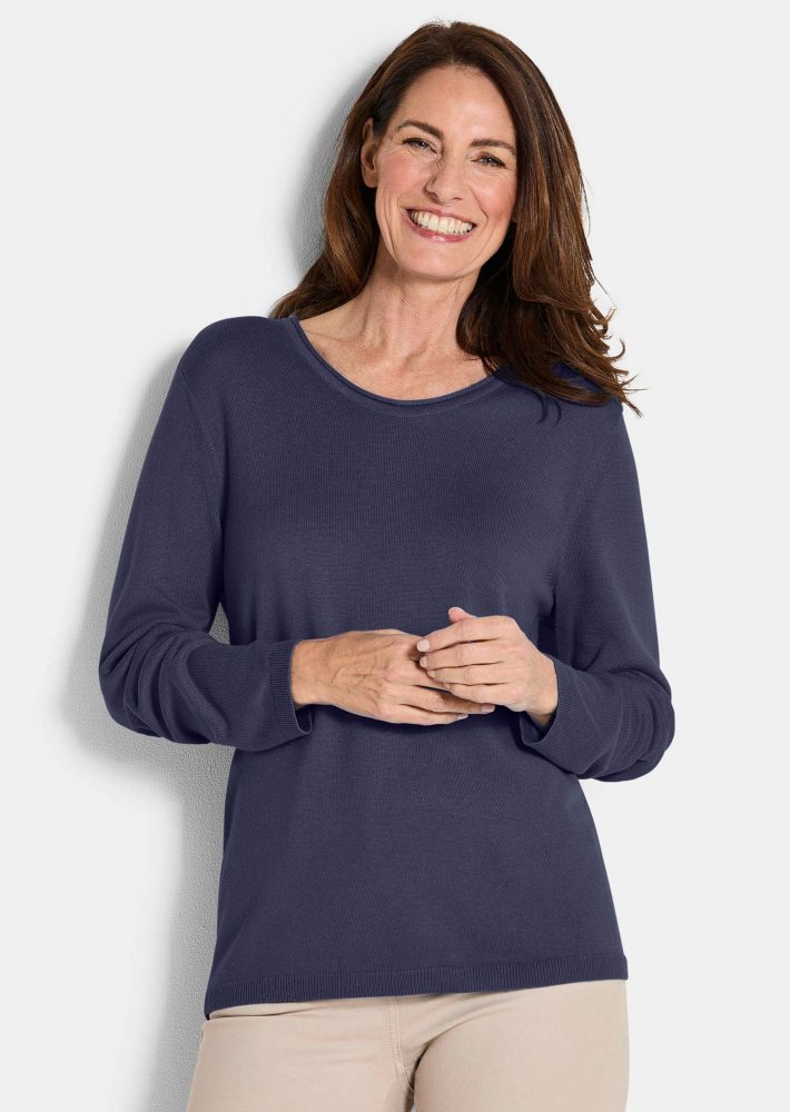 Strickpullover aus Baumwolle und Viskose - marine - Gr. 21 von Goldner Fashion