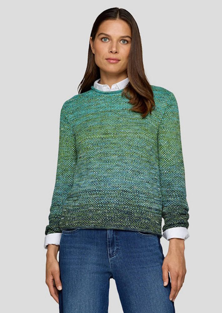 Strickpullover mit Strukturstrick - türkis / blau - Gr. 40 von Goldner Fashion