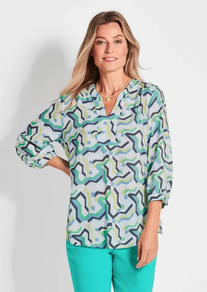 Bluse im Tunikastil - grün / gemustert - Gr. 21 von Goldner Fashion