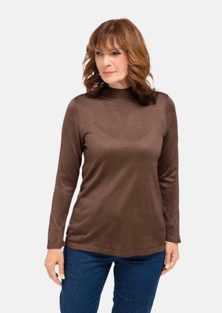 Unkomplizierter Stehbundpullover - taupe - Gr. 20 von Goldner Fashion